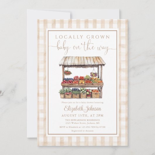 Lokaal gekweekt genderneutraal QR-code Baby shower Kaart (Voorkant)