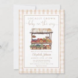 Lokaal gekweekt genderneutraal QR-code Baby shower Kaart