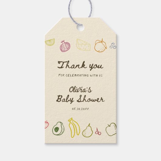 Lokaal gekweekt handgetrokken Baby shower Cadeaulabel (Voorkant)