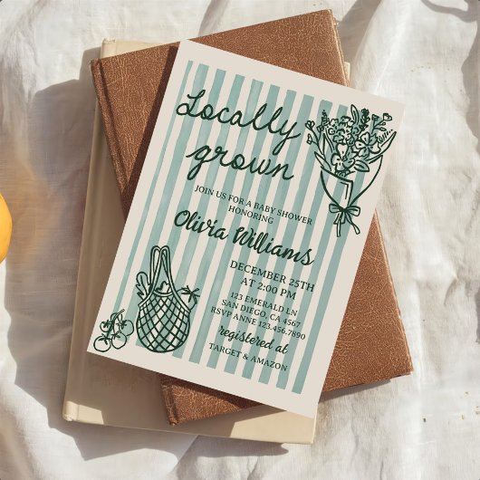 Lokaal gekweekt handgetrokken Baby shower Kaart