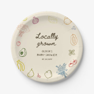 Lokaal gekweekt handgetrokken Baby shower Papieren Bordje