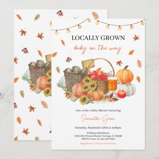Lokaal gekweekt Herfst Baby shower Kaart (Voorkant / Achterkant)
