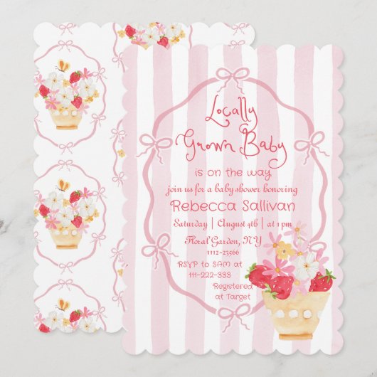 Lokaal gekweekte Baby Shimsical Aardbei Baby Showe Kaart (Voorkant / Achterkant)