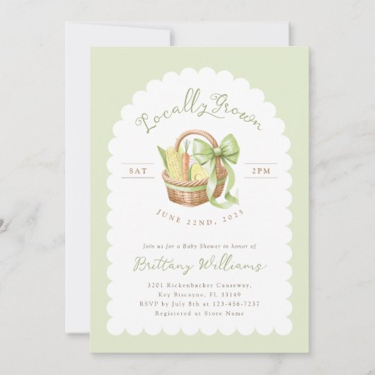 Lokaal gekweekte Baby showers booguitnodiging Kaart (Voorkant)