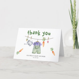 Lokaal gekweekte babyshower bedankjes bedankkaart
