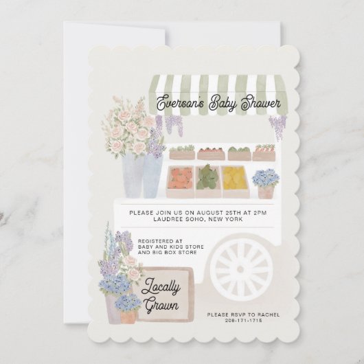 Lokaal gekweekte kar Baby shower uitnodiging (Voorkant)