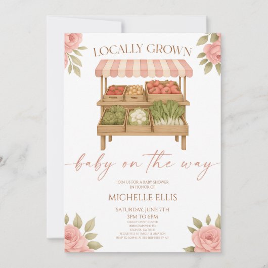 Lokaal geteeld Baby Farmer's Market Baby shower Kaart (Voorkant)