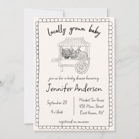 Lokaal geteeld Baby Hand getrokken Baby shower Kaart (Voorkant)