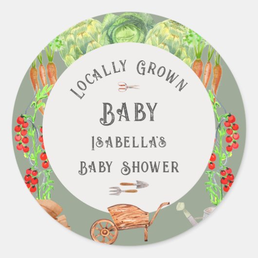 Lokaal geteeld Baby Sage Groen Baby shower Ronde Sticker (Voorkant)
