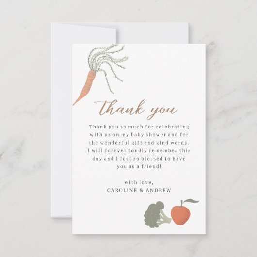 Lokaal geteeld Baby shower bedankkaart (Voorkant)