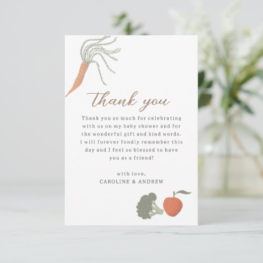 Lokaal geteeld Baby shower bedankkaart (Staand voorkant)