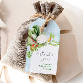 Lokaal geteeld baby shower blauw dank u label cadeaulabel