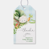 Lokaal geteeld baby shower blauw dank u label cadeaulabel (Voorkant)