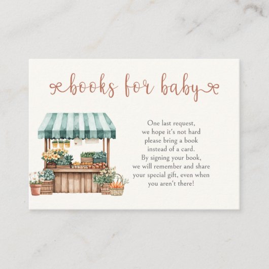 Lokaal geteeld Baby shower Boeken voor Baby Informatiekaartje (Voorkant)