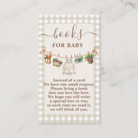 Lokaal geteeld Baby shower Boeken voor Baby Informatiekaartje (Voorkant)