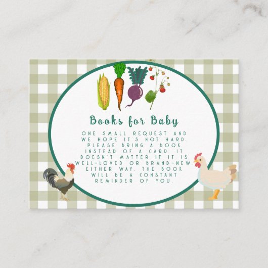 Lokaal geteeld Baby shower Boeken voor Baby Informatiekaartje (Voorkant)