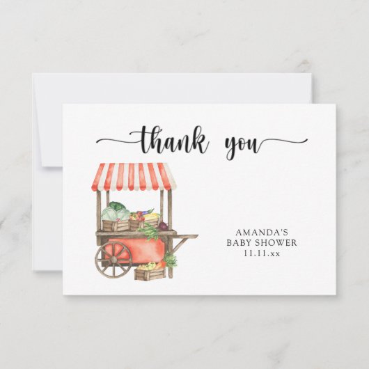 Lokaal geteeld baby shower dank u bedankkaart (Voorkant)