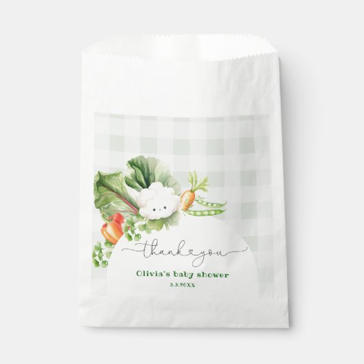 Lokaal geteeld baby shower dank u bedankzakje (Voorkant)