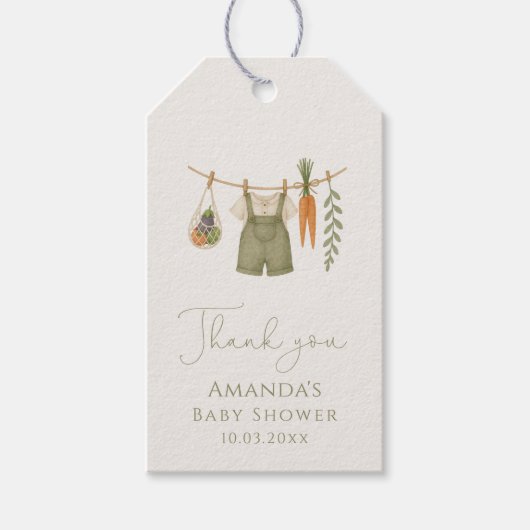 Lokaal geteeld Baby shower Dank u Cadeaulabel (Voorkant)