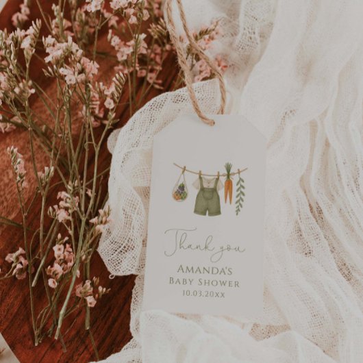 Lokaal geteeld Baby shower Dank u Cadeaulabel