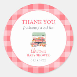 Lokaal geteeld Baby shower Dank u Ronde Sticker
