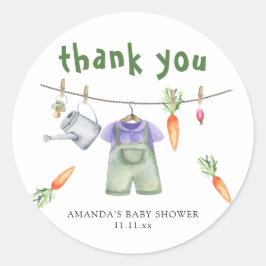 Lokaal geteeld baby shower dank u ronde sticker