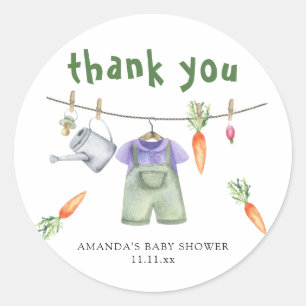 Lokaal geteeld baby shower dank u ronde sticker
