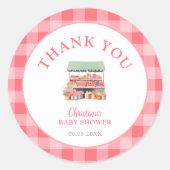 Lokaal geteeld Baby shower Dank u Ronde Sticker (Voorkant)