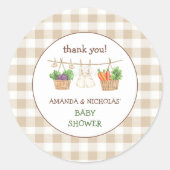 Lokaal geteeld Baby shower Dank u Ronde Sticker (Voorkant)