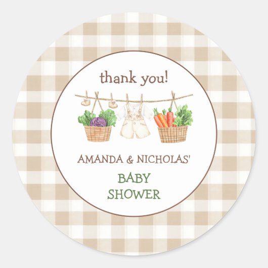 Lokaal geteeld Baby shower Dank u Ronde Sticker (Voorkant)