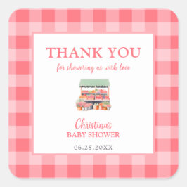 Lokaal geteeld Baby shower Dank u Vierkante Sticker