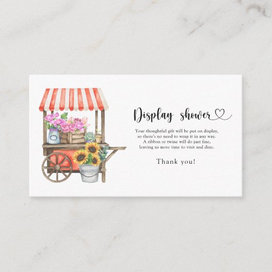 Lokaal geteeld baby shower - display douchekaart informatiekaartje (Voorkant)