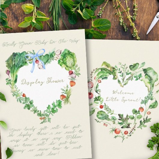 Lokaal geteeld Baby shower Display Shower Informatiekaartje