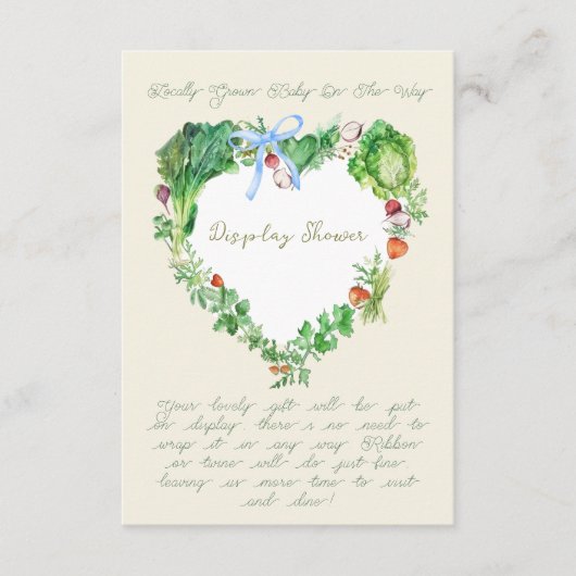 Lokaal geteeld Baby shower Display Shower Informatiekaartje (Voorkant)