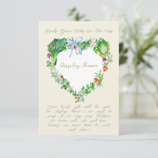 Lokaal geteeld Baby shower Display Shower Informatiekaartje (Staand voorkant)