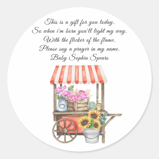 Lokaal geteeld baby shower - gebed ronde sticker (Voorkant)