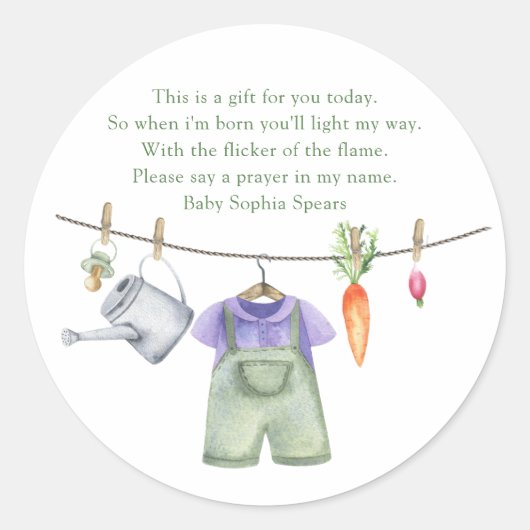 Lokaal geteeld baby shower - gebed ronde sticker (Voorkant)