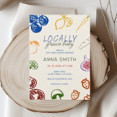 Lokaal geteeld Baby shower handgetekende groenten Kaart