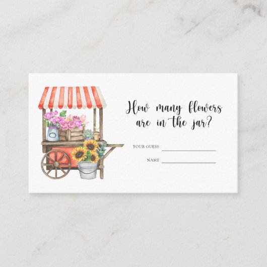 Lokaal geteeld baby shower - Hoeveel bloemen Informatiekaartje (Voorkant)