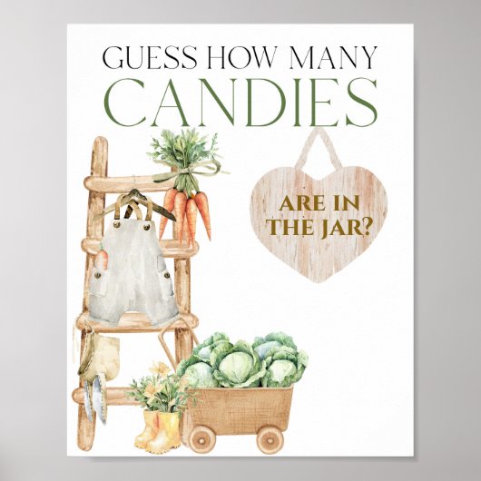 Lokaal geteeld Baby shower Hoeveel Snoepjes Game Poster (Voorkant)