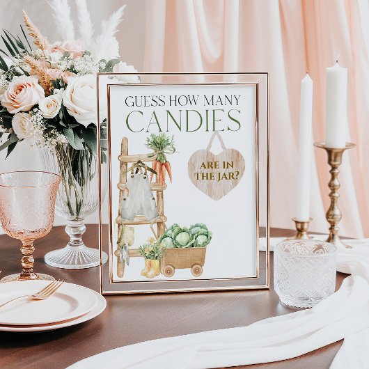 Lokaal geteeld Baby shower Hoeveel Snoepjes Game Poster