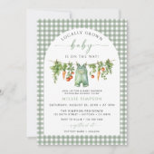 Lokaal geteeld Baby shower Invitation Sage Green Kaart (Voorkant)