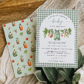 Lokaal geteeld Baby shower Invitation Sage Green Kaart