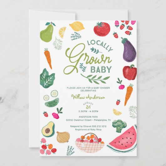 Lokaal geteeld Baby shower Kaart (Voorkant)