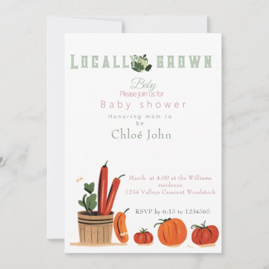 Lokaal geteeld baby shower kaart (Voorkant)