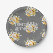 Lokaal geteeld Baby shower | Kleurblok GRIJS Papieren Bordje (Voorkant)