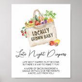 Lokaal geteeld Baby shower Late Night Luiers Sign Poster (Voorkant)