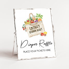 Lokaal geteeld Baby shower Luier Raffle Sign Poster