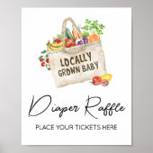 Lokaal geteeld Baby shower Luier Raffle Sign Poster (Voorkant)