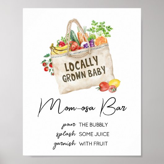 Lokaal geteeld Baby shower Mom Osa Bar SIgn Poster (Voorkant)